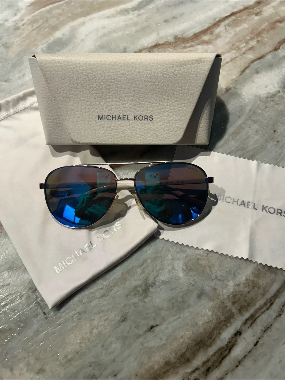 MICHAEL KORS BLUE MIRROR AVIATOR SUNGLASSES MK 5007 (Hvar)